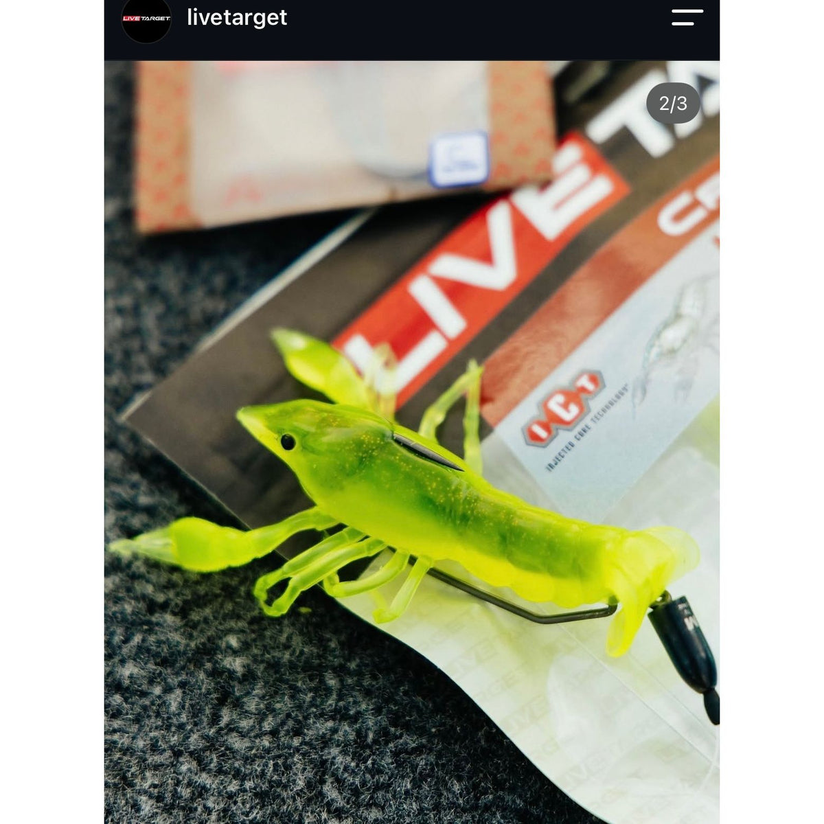 Live Target Crawfish Soft Plastic Bass Lure Packs (inc 1 hook)