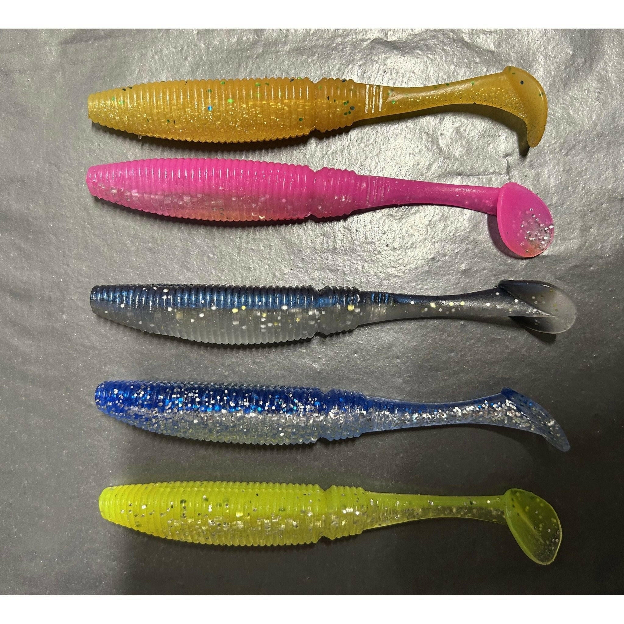 4.5” & 4” Ribbed Bass Lure Shad Set - Bass Lures UK