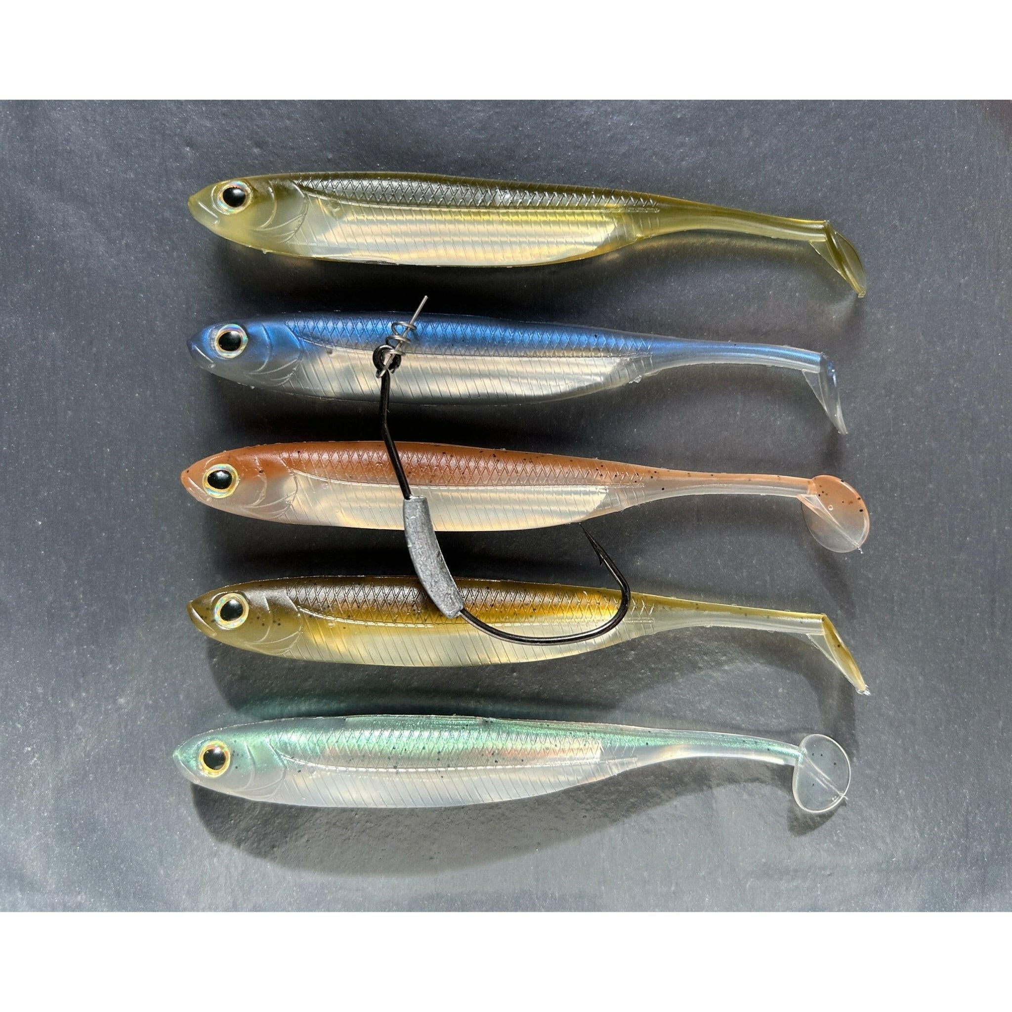 best lure for smelt fishing 4.5” Supersoft Shad Sand Smelt Bass Lure Sets