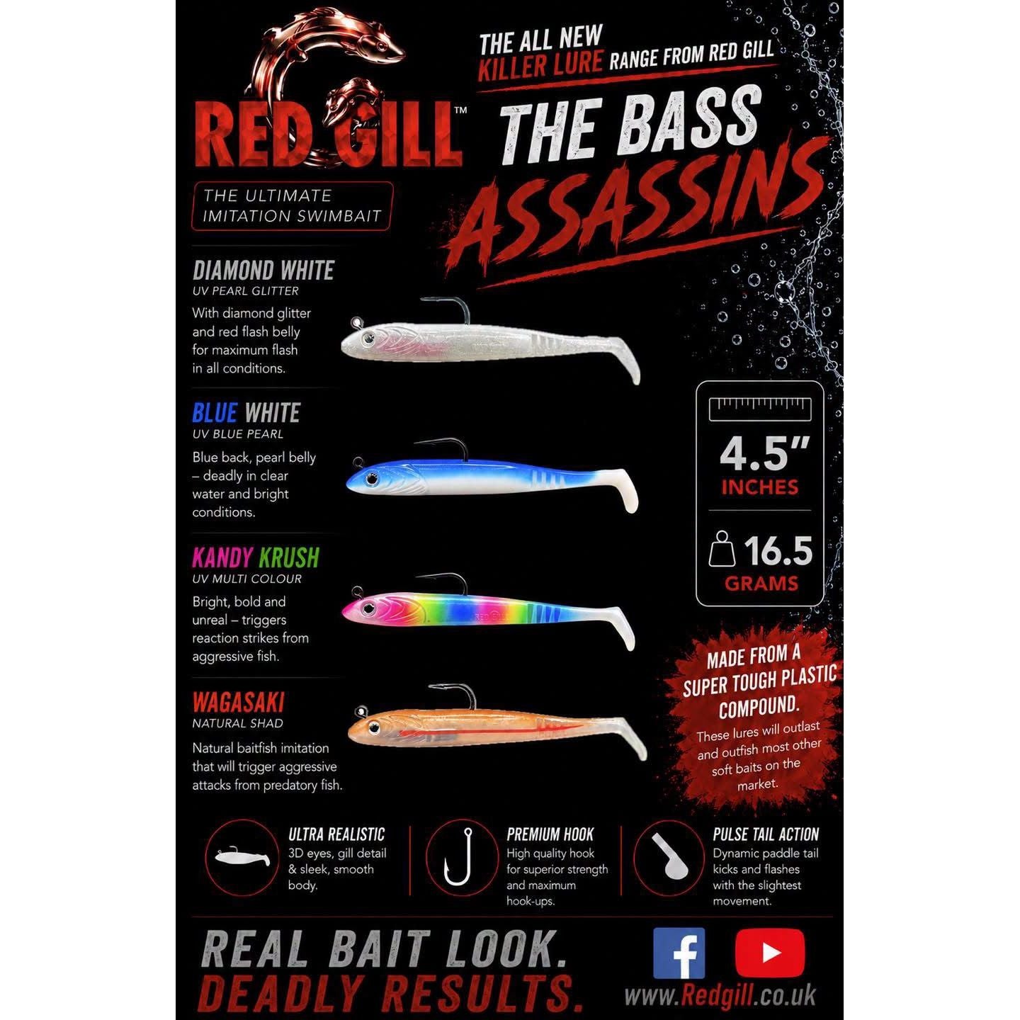 Red Gill Bass Assasins Combo Lure Pack 4.5” 16.5g