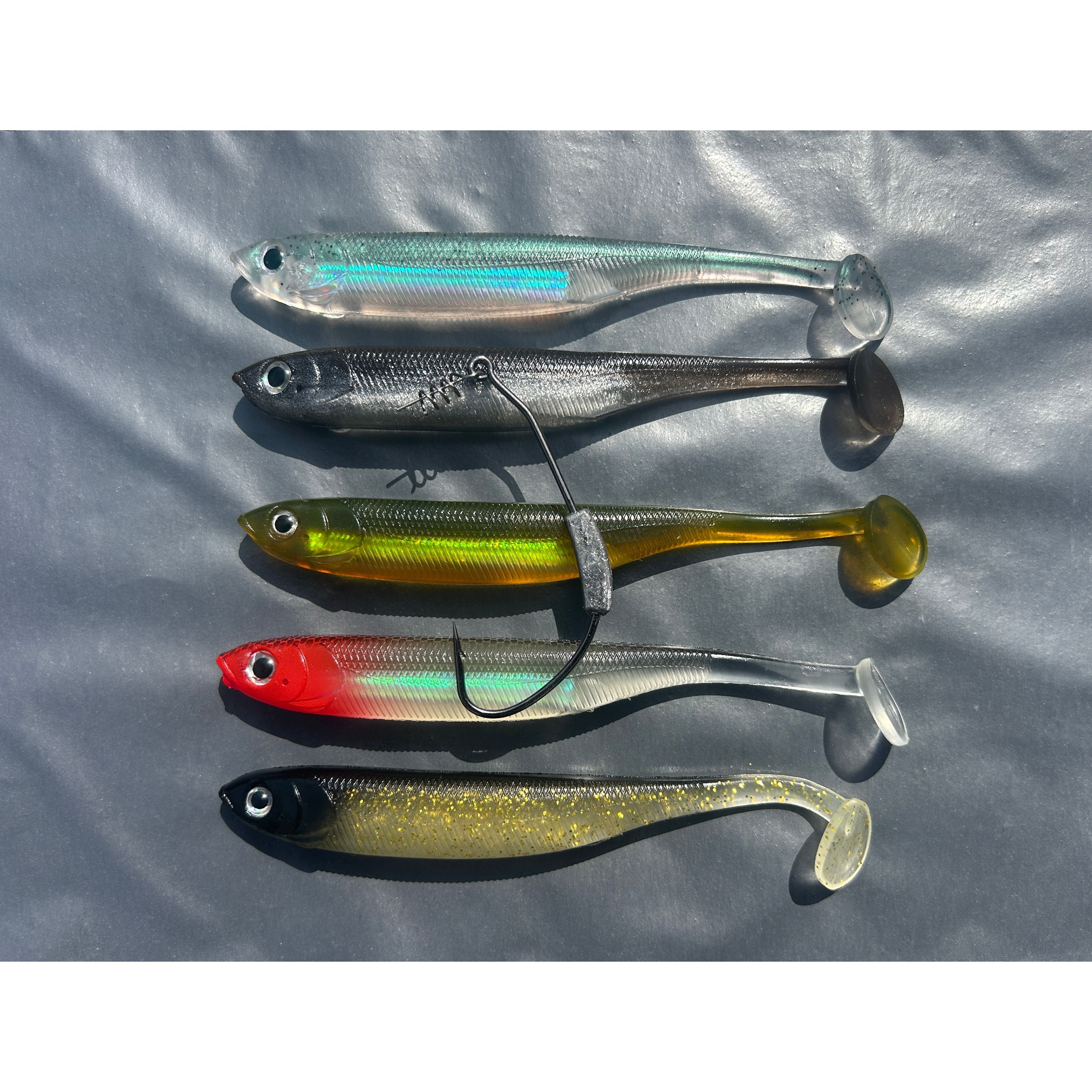 4.5” Soft J Shad Style Bass Lure Sets 125mm 18g