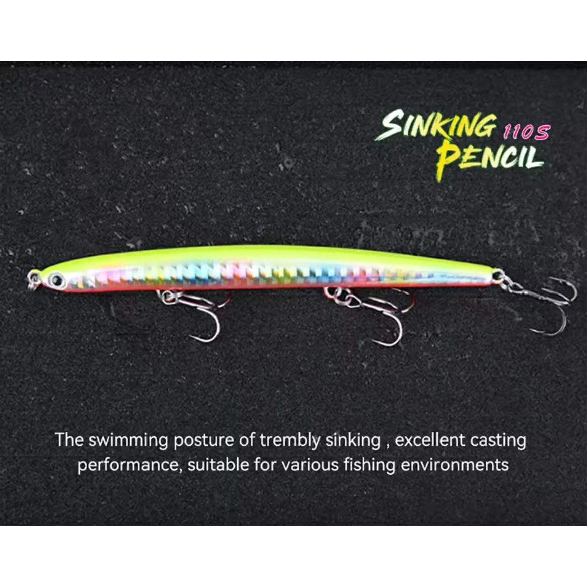 Medium Sinking Ultra Long Casting Pencil Bass Lure 110mm 12g