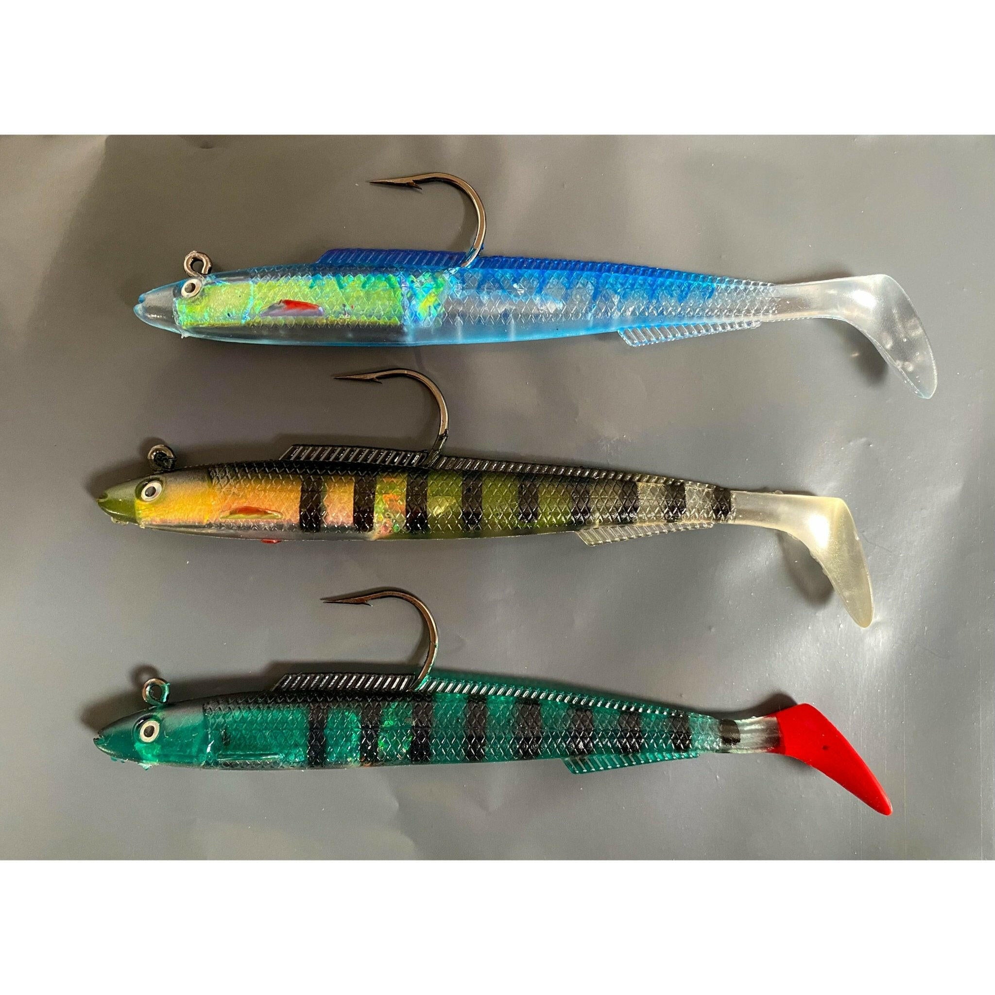 Large Weighted Soft Plastic Bass Lure packs of 3 150mm 30g - Bass Lures UK