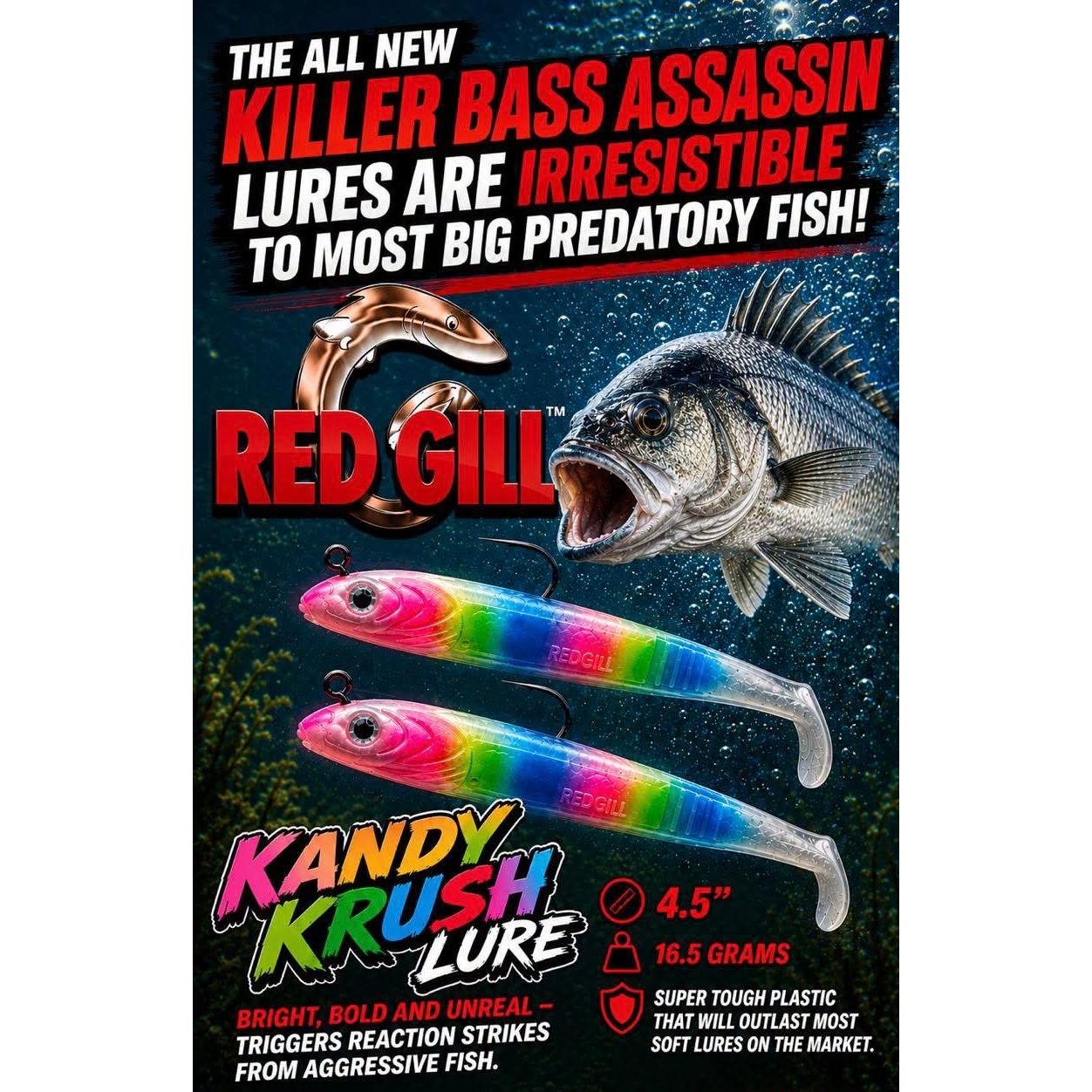 Red Gill Bass Assasins Combo Lure Pack 4.5” 16.5g