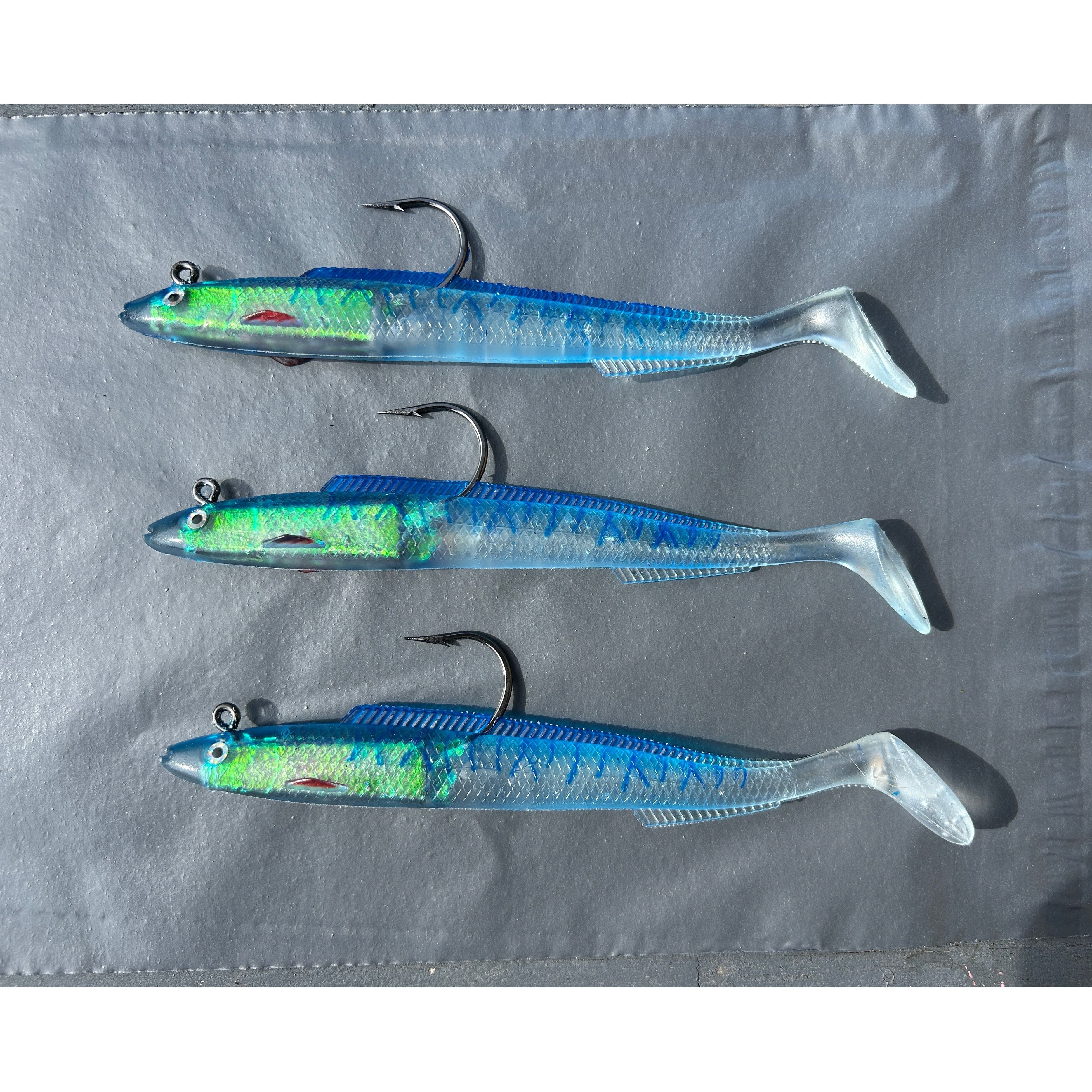 Large Weighted Soft Plastic Bass Lure packs of 3 150mm 30g