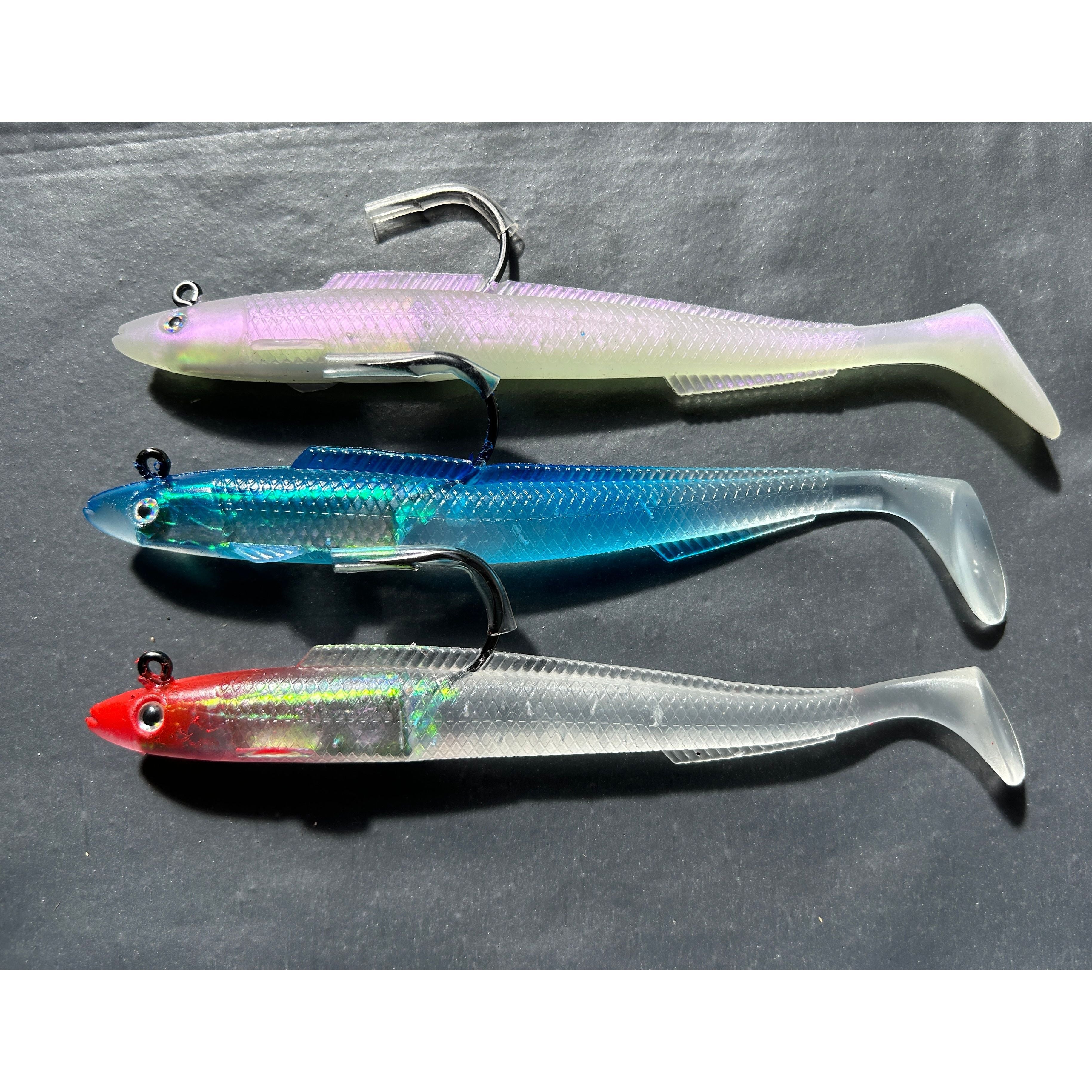Large Weighted Soft Plastic Bass Lure packs of 3 150mm 30g