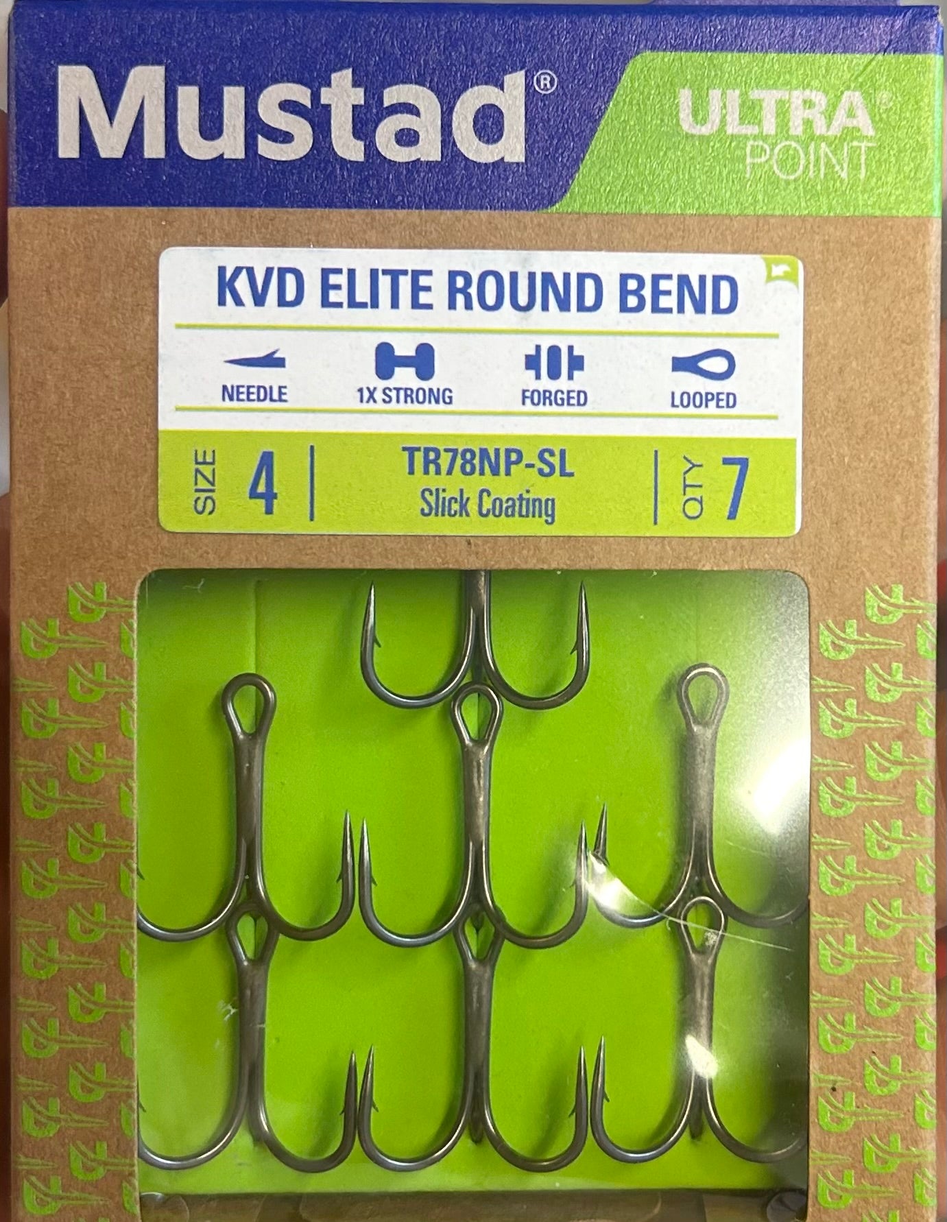 Mustad KVD Elite Round Bend Treble Replacement Hook - 1X Strong