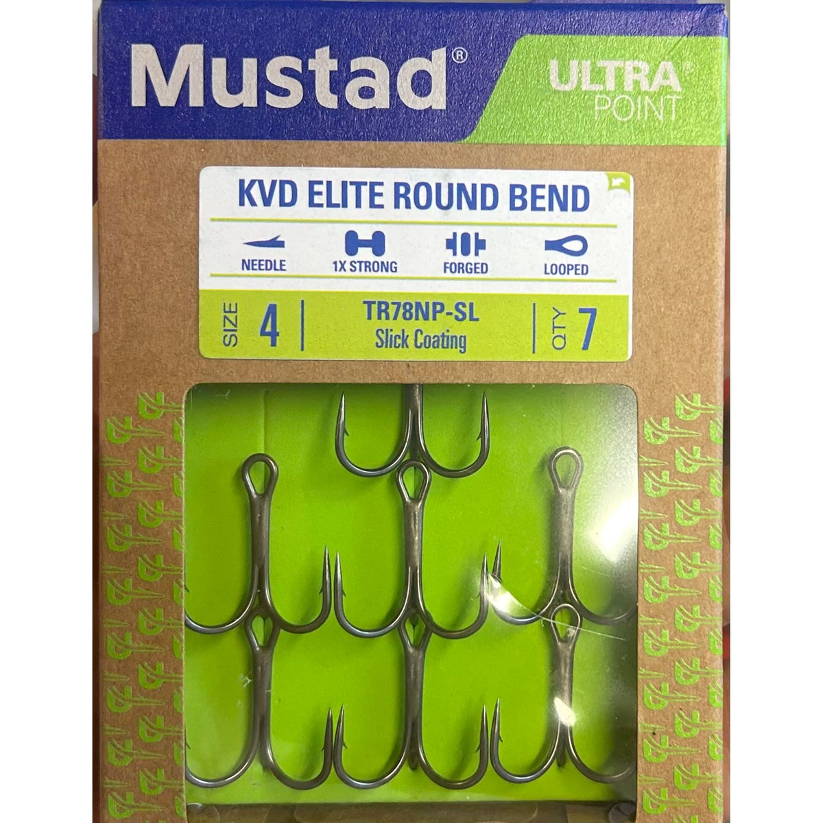 Mustad KVD Elite Round Bend Treble Replacement Hook - 1X Strong