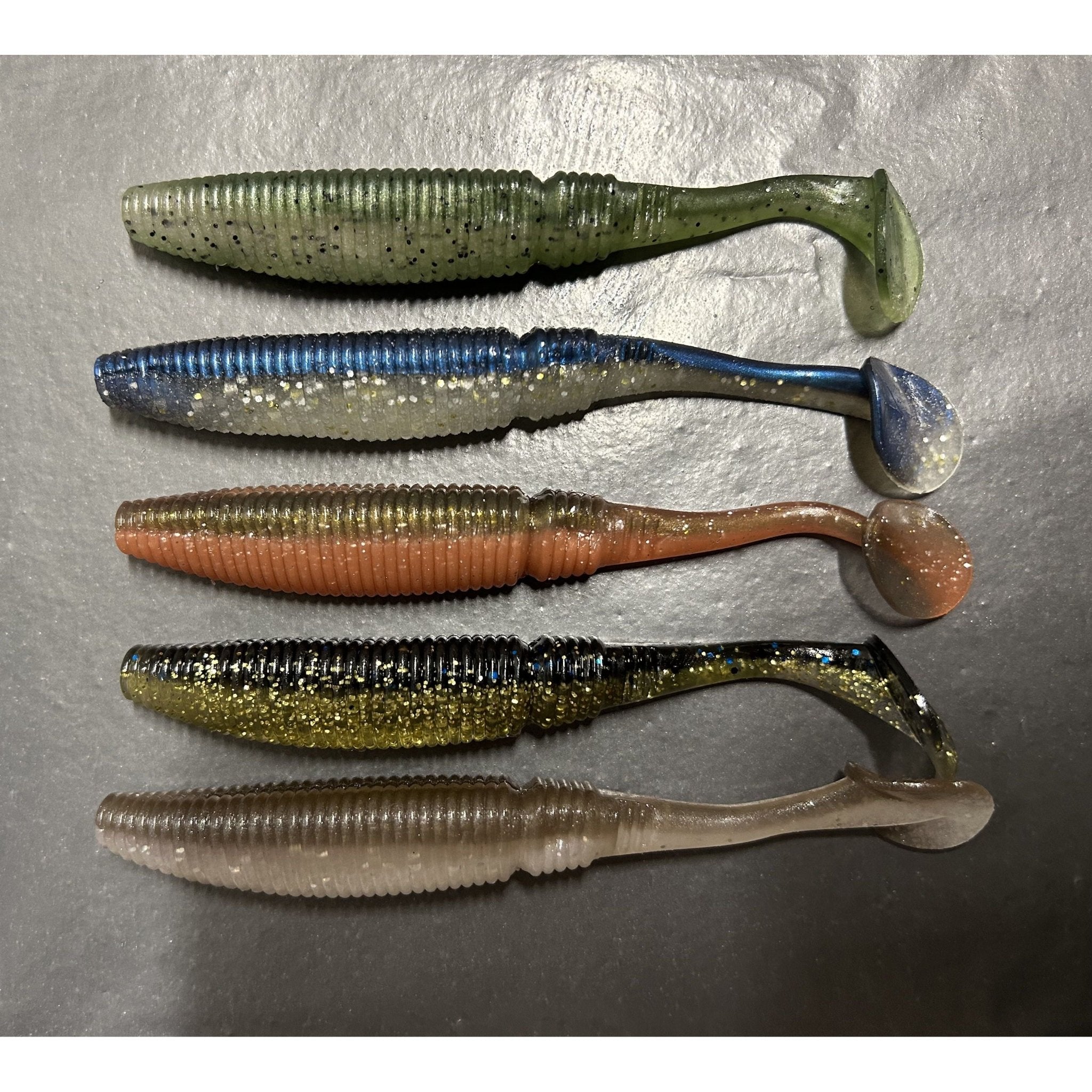 4.5” & 4” Ribbed Bass Lure Shad Set - Bass Lures UK