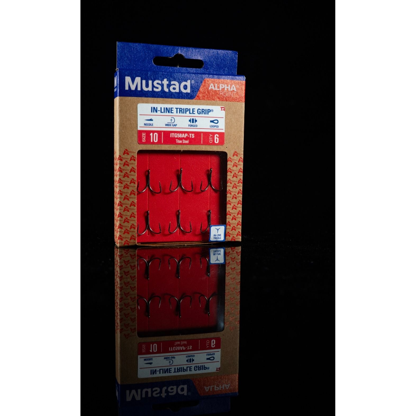 Mustad AP Inline Triple Grip Treble Hooks (packs of 6)