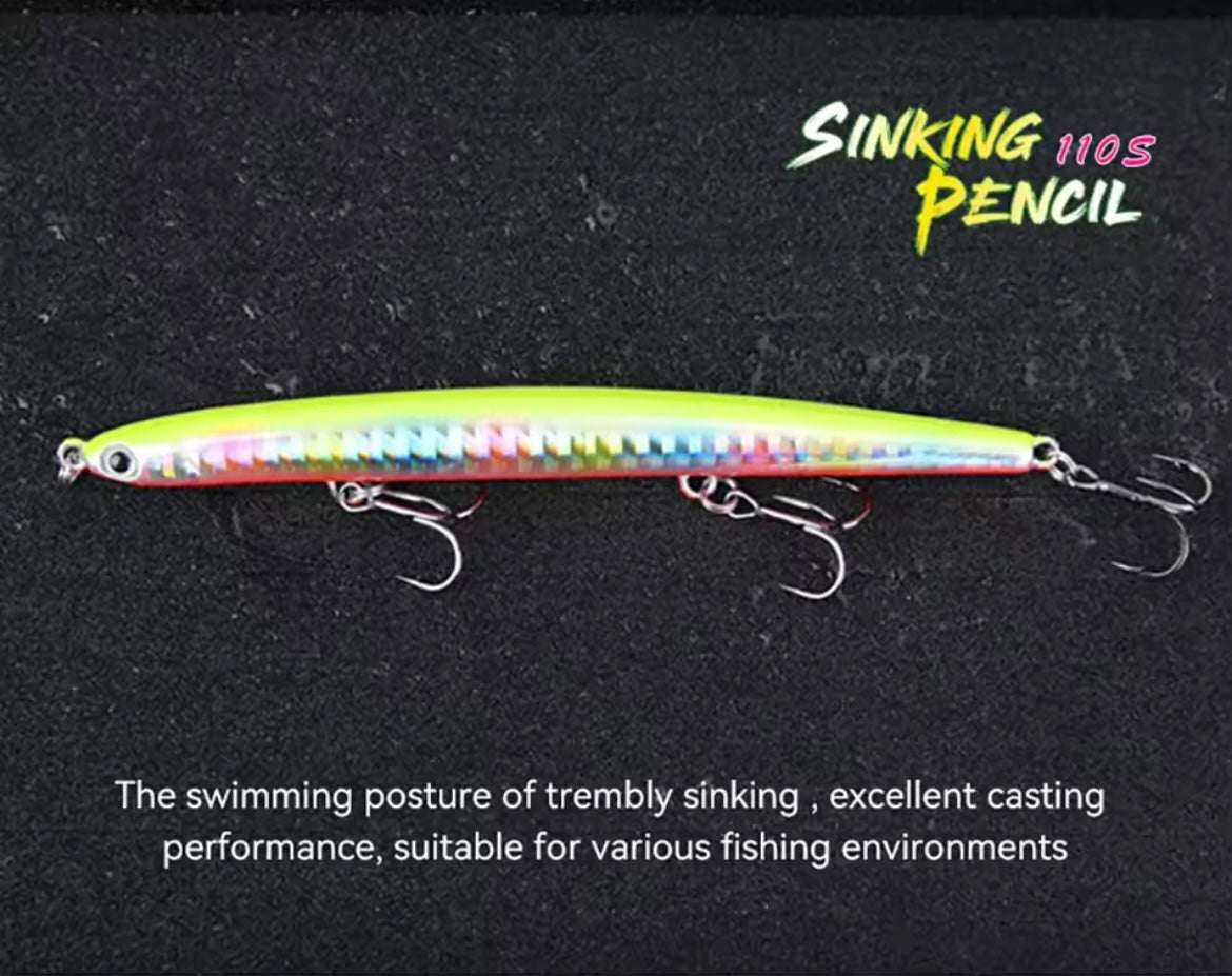 Medium Sinking Ultra Long Casting Pencil Bass Lure 110mm 12g