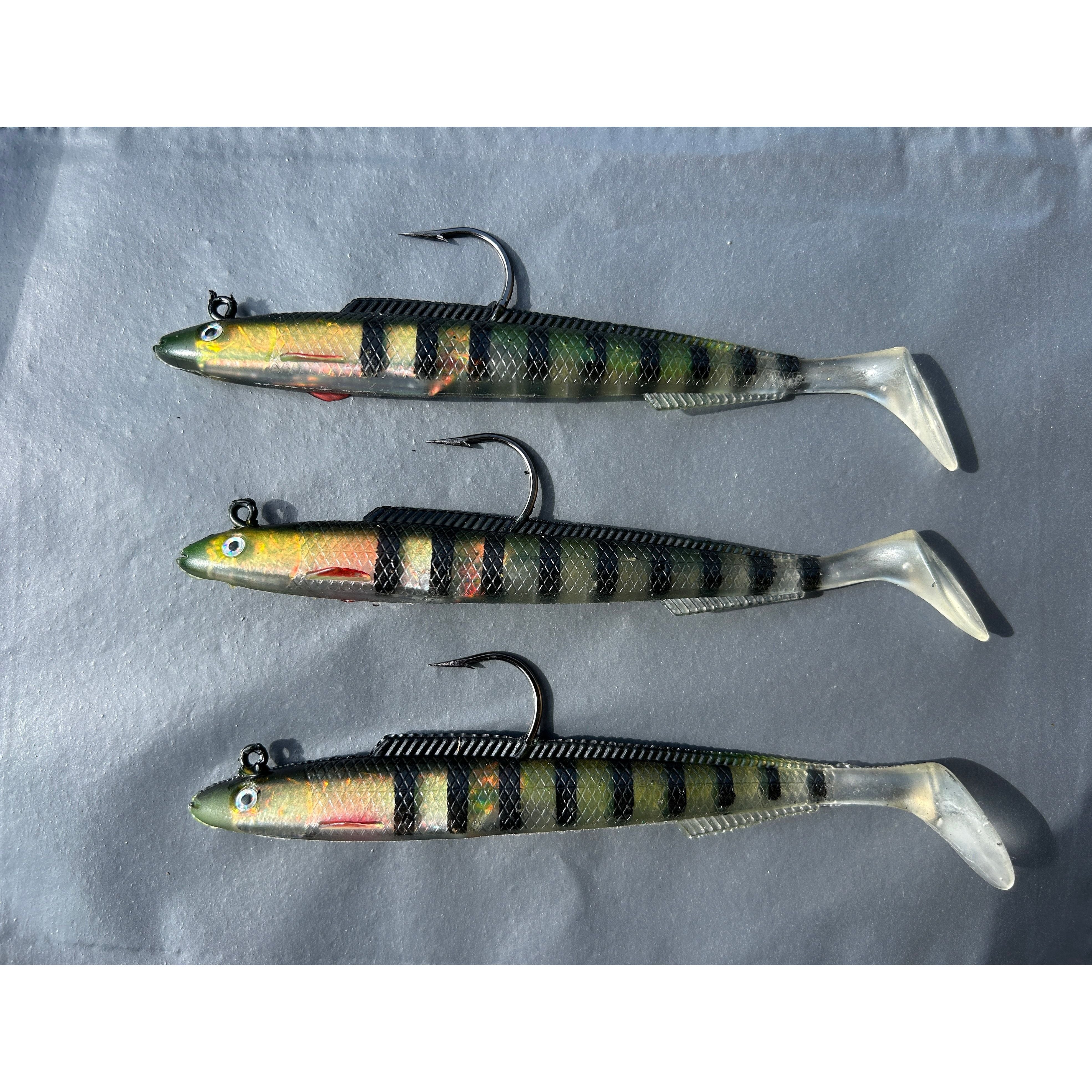 Large Weighted Soft Plastic Bass Lure packs of 3 150mm 30g