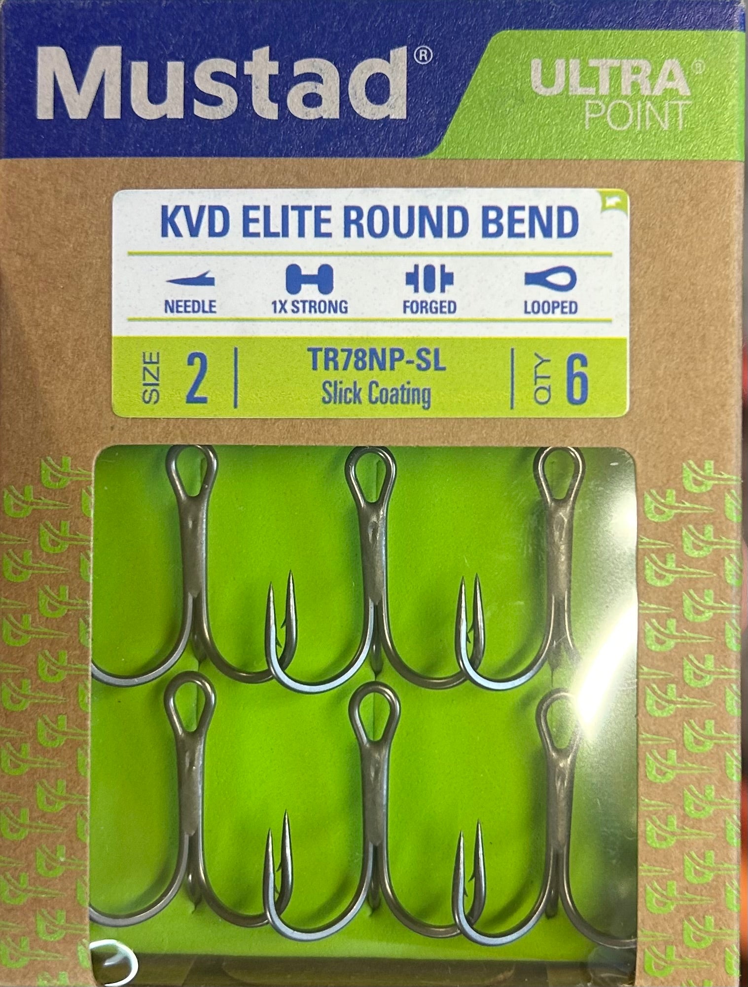 Mustad KVD Elite Round Bend Treble Replacement Hook - 1X Strong