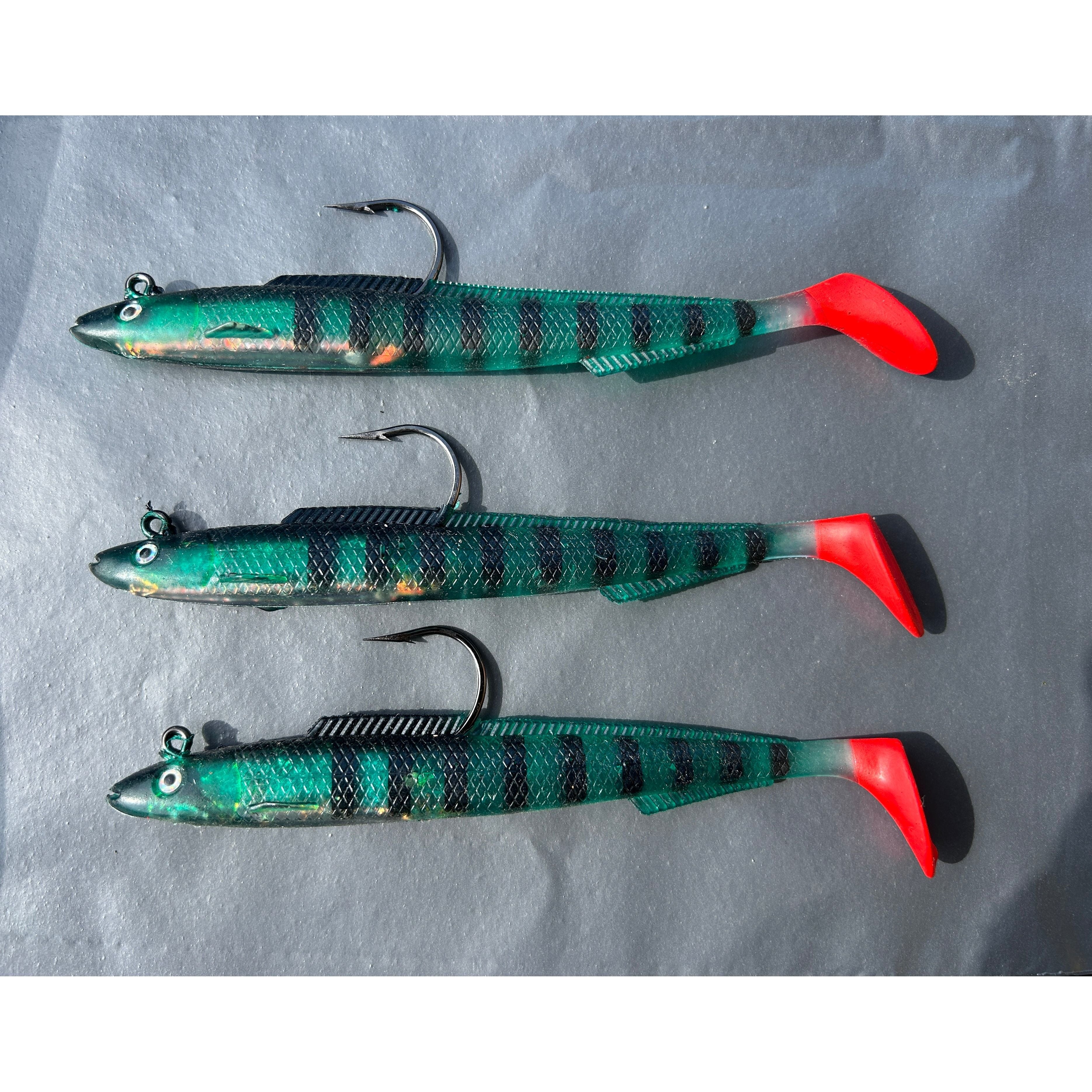 Large Weighted Soft Plastic Bass Lure packs of 3 150mm 30g